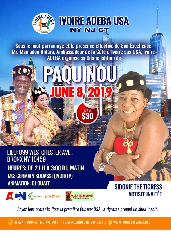 Paquinou USA 2019 :Sidonie La Tigresse, pour la premire fois aux USA. Sur invitation de Ivoire ADEBA.