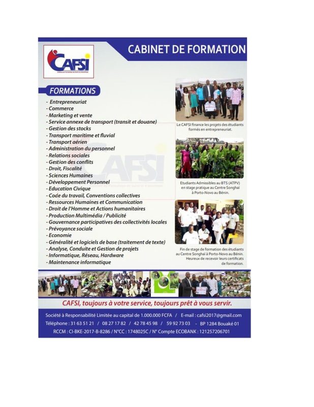 Le Cabinet de Formation de Suivi et d'Insertion ( CAFSI) s'ouvre aux grand public