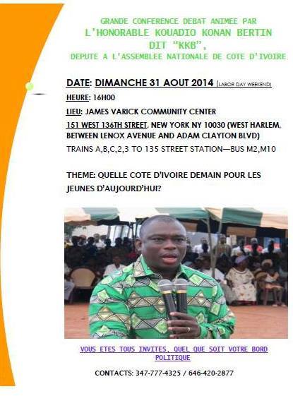 Grande Confrence Dbat anime par l'honorable KKB  New York ce dimanche 31 Aout
