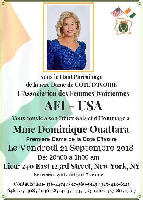 Hommage  La Premire Dame Dominique Ouattara ce Vendredi 21 Septembre 2018  New York