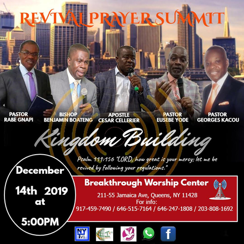 REVIVAL PRAYER SUMMIT : 14 DECEMBRE 2019 A NEW YORK