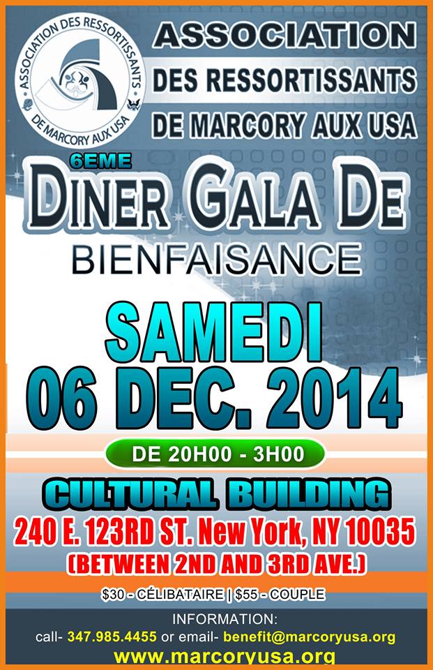 Diner Gala de l'Association des Ressortissants de Marcory ce samedi 6, Dcembre 2014