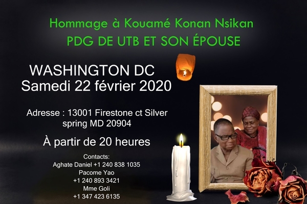 Hommage  l'Honorable KOUAME KONAN N'SIKAN, Ancien Dput, PDG du groupe N'SIKAN (UTB) et Son pouse N'GUESSAN N'Goran