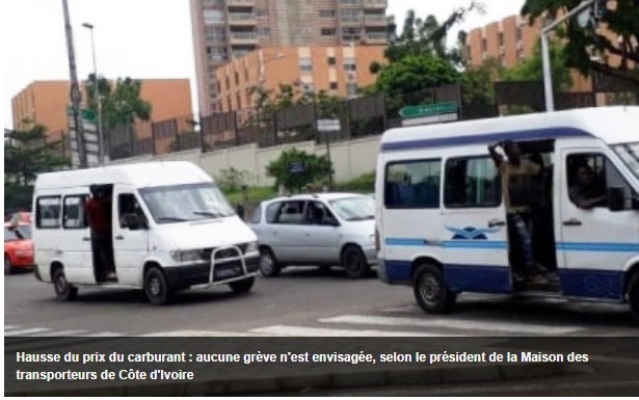Hausse du prix du carburant : aucune grve n'est envisage, selon le prsident de la Maison des transporteurs de Cte d'Ivoire