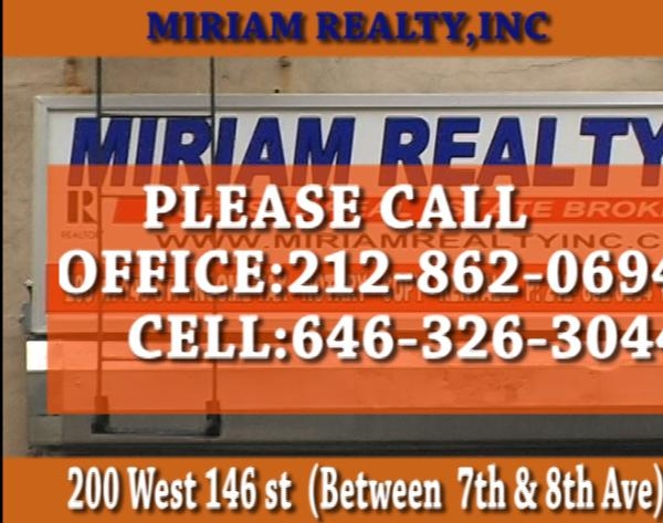 Agence immobiliere MIRIAM REALTY, INC Courtier Immobilier Certifi situ  Harlem New York